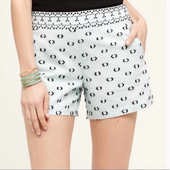 Anthropologie Hei Hei Clip Dot Printed Shorts Black White Festive - Picture 1 of 12